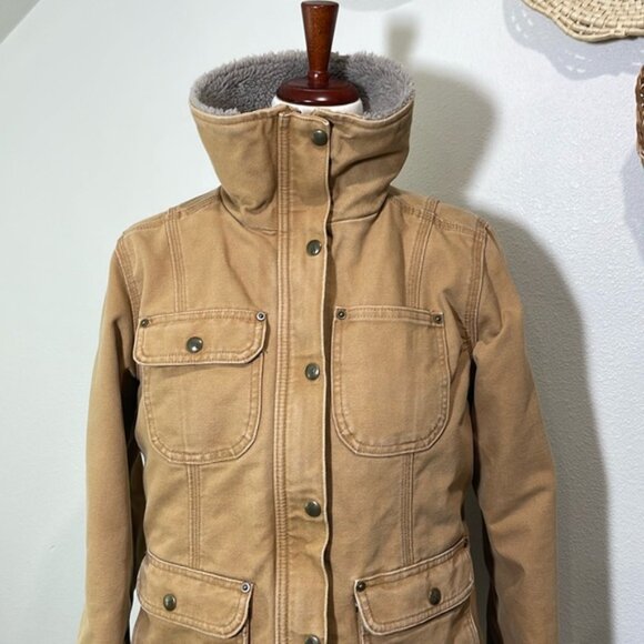 Women’s Carhartt Utility Barn Coat Lined Fleece Collar Tan Size Small (4-6) - Picture 2 of 16
